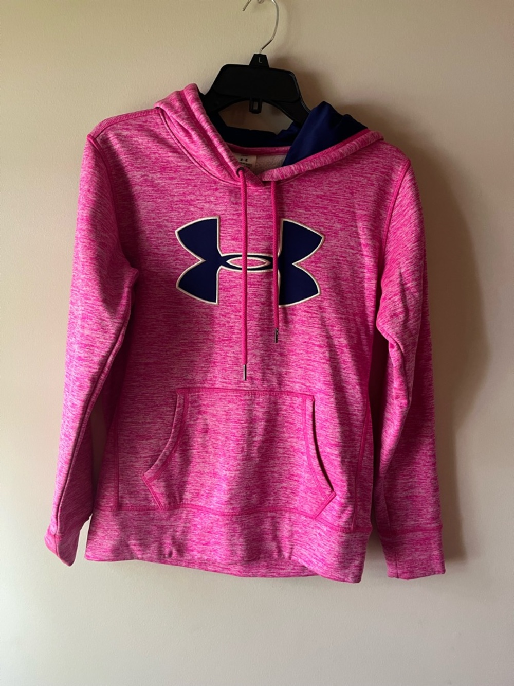 Under Armour Pink Heather Hoodie with Navy Accents